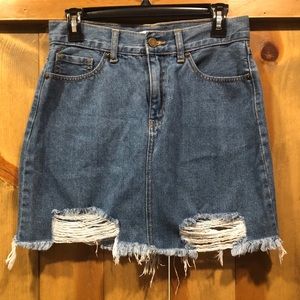 Just Black Denim (JBD) frayed denim mini skirt